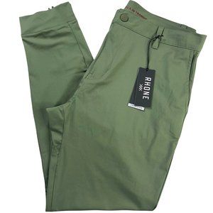 Rhone Mens Activewear Commuter Pants Green Flat Front Classic Rise Pockets 34